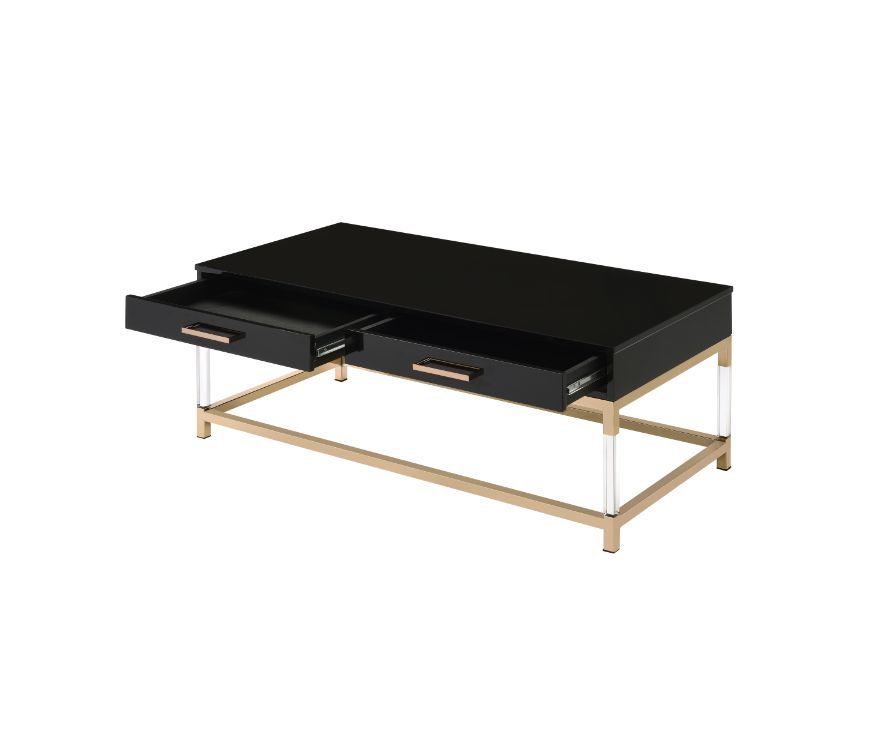 ACME - Adiel Coffee Table in Black High Gloss/Gold