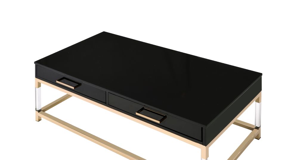 ACME - Adiel Coffee Table in Black High Gloss/Gold