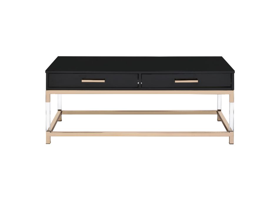 ACME - Adiel Coffee Table in Black High Gloss/Gold