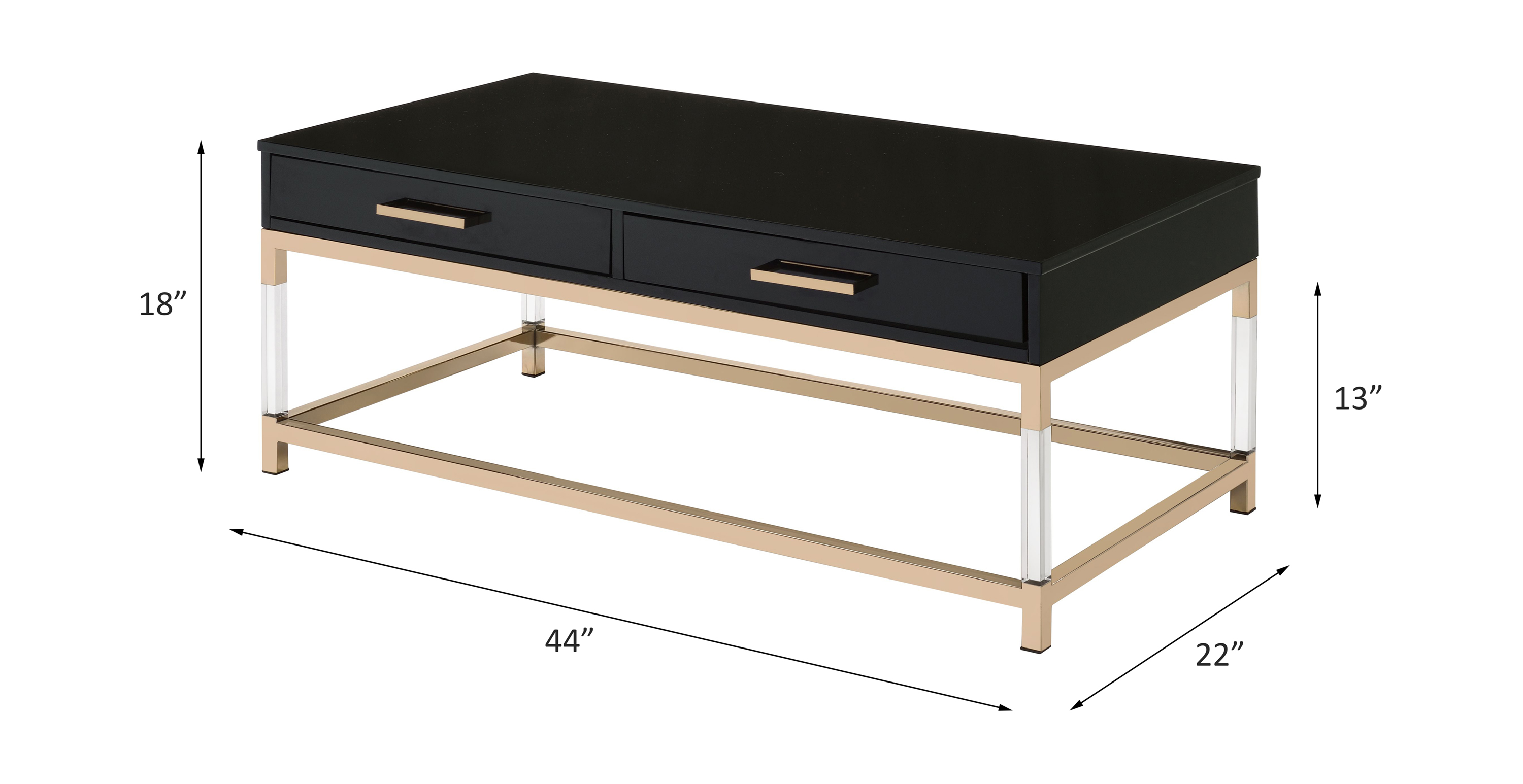 ACME - Adiel Coffee Table in Black High Gloss/Gold