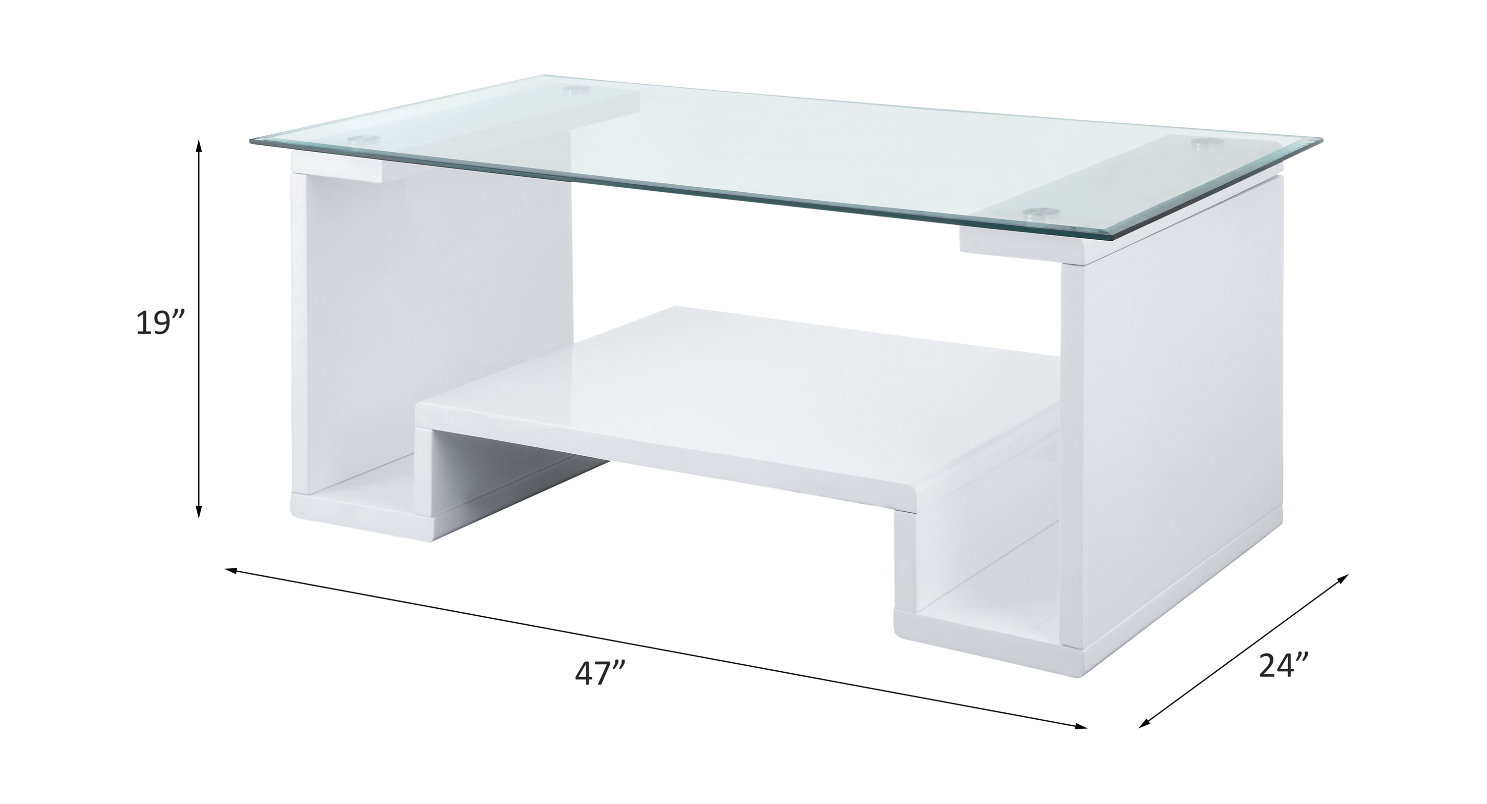 ACME - Nevaeh Coffee Table in Clear Glass Top/White High Gloss