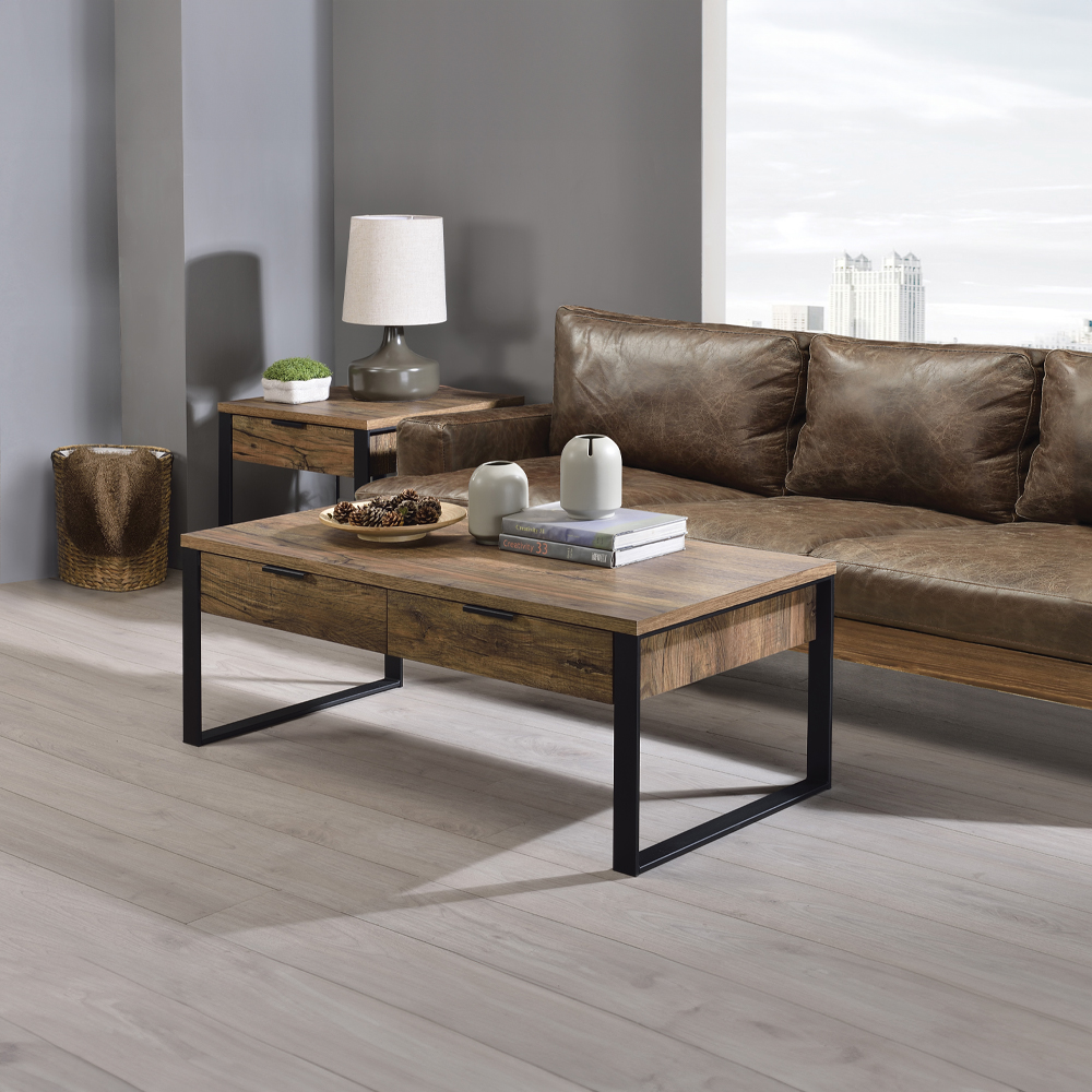 ACME - Aflo Coffee Table in Weathered Oak/Black