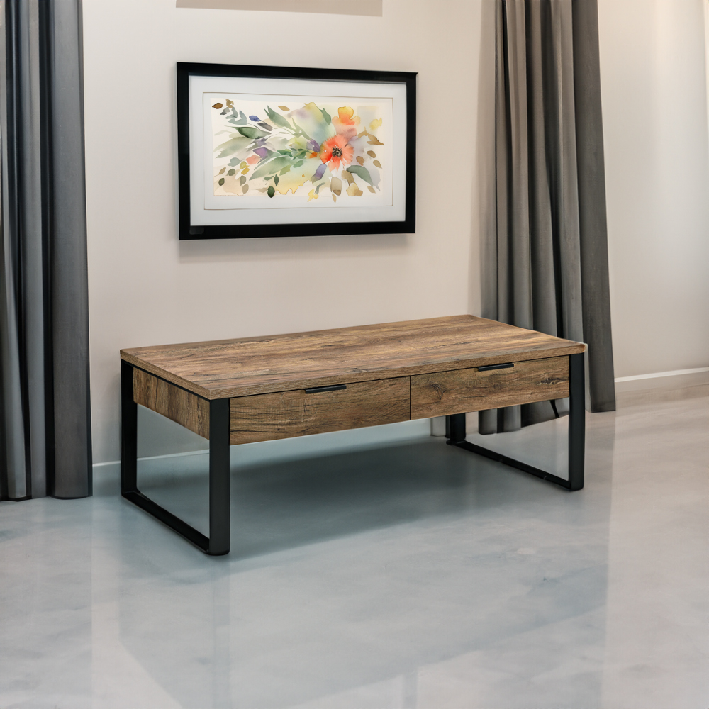 ACME - Aflo Coffee Table in Weathered Oak/Black