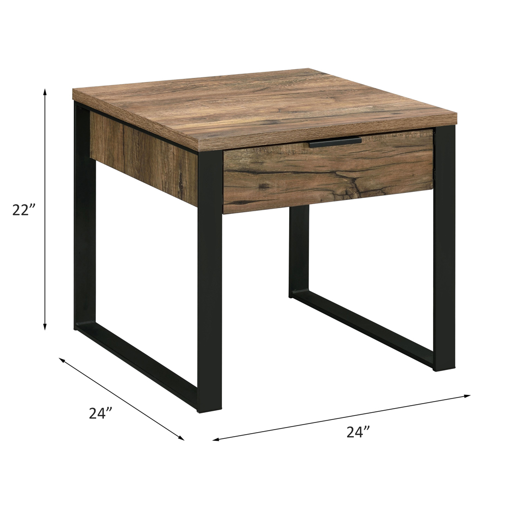 ACME - Aflo End Table in Weathered Oak/Black