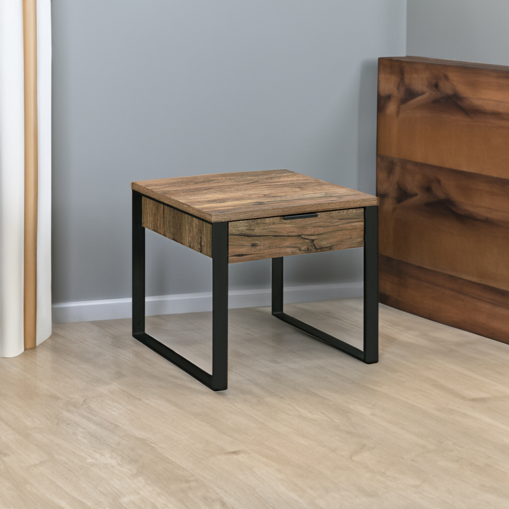 ACME - Aflo End Table in Weathered Oak/Black