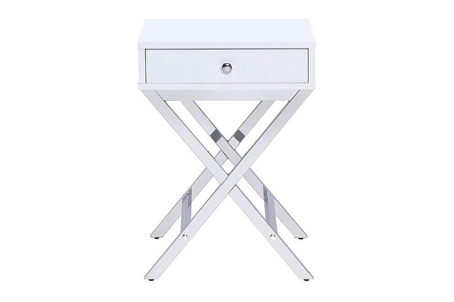 ACME Coleen Side Table - White/Chrome