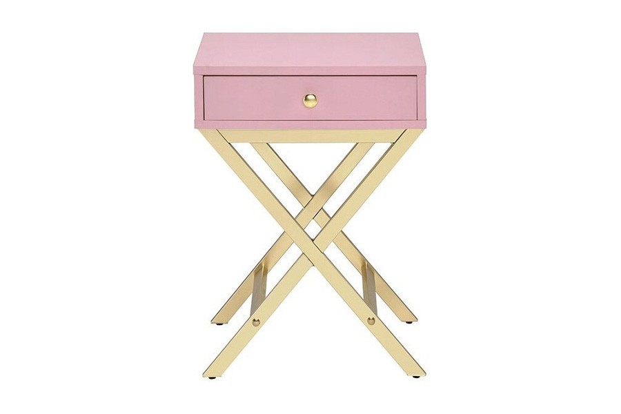 ACME Coleen Side Table - Pink/Gold