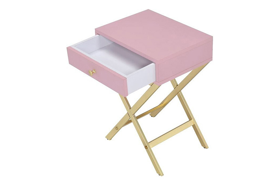 ACME Coleen Side Table - Pink/Gold