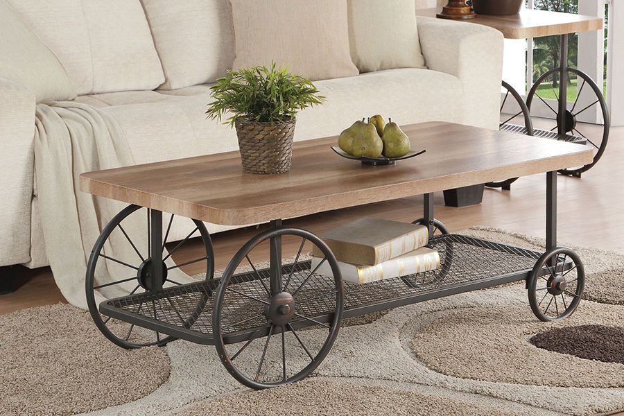 ACME - Francie Coffee Table in Oak/Antique Gray