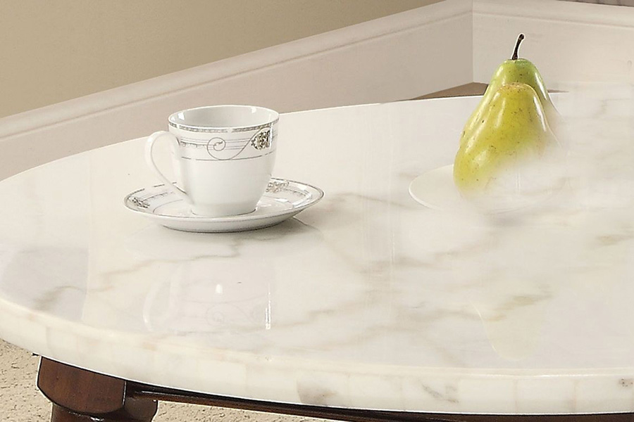 ACME - Gasha Coffee Table in White Marble Top/Walnut