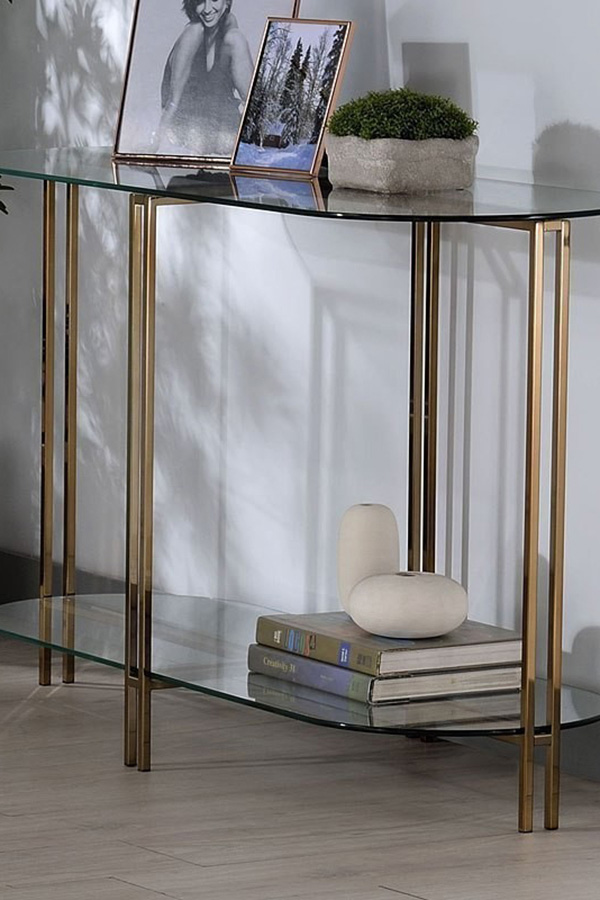 ACME - Veises Sofa Table in Champagne