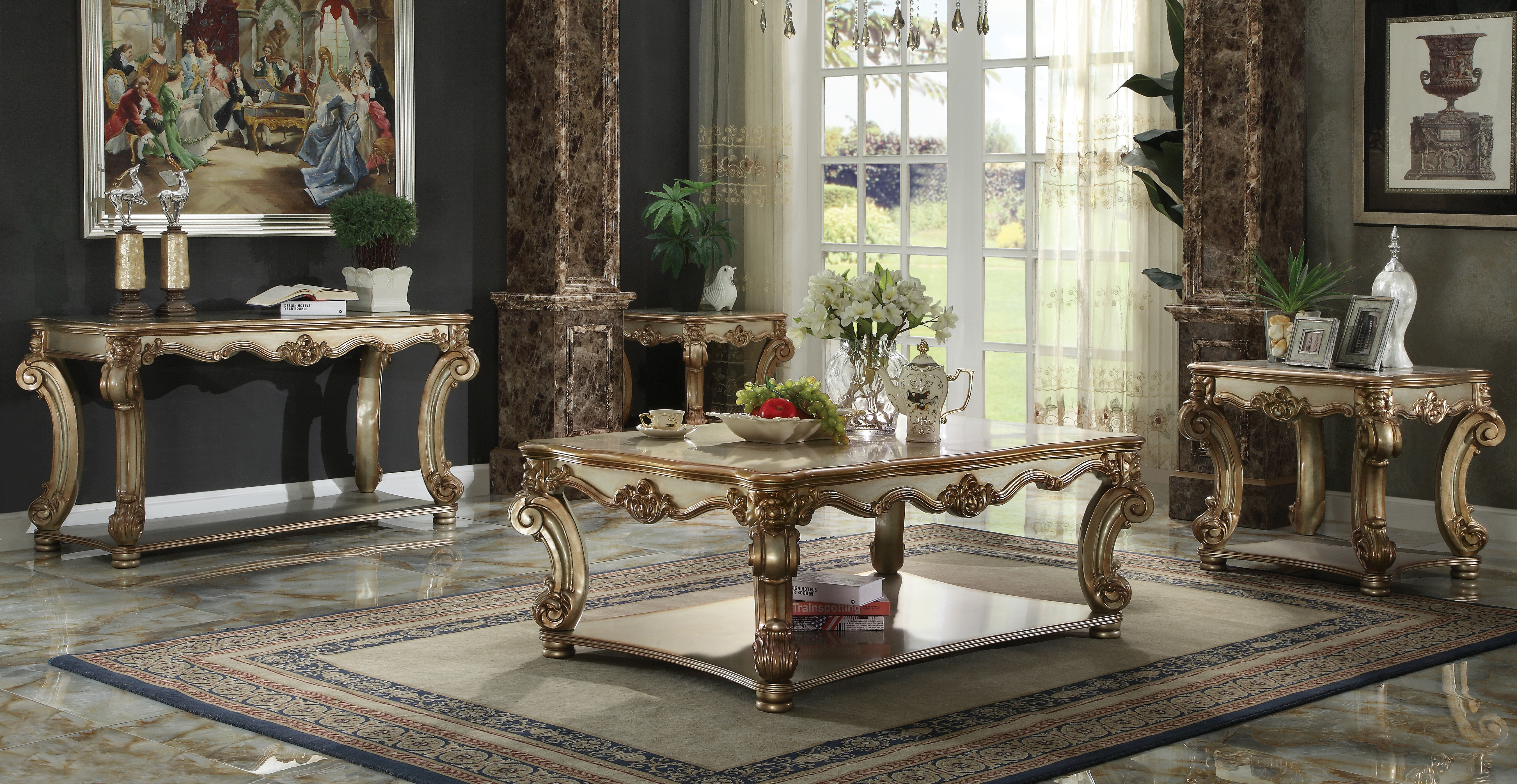 ACME - Vendome Sofa Table in Gold Patina (83002B)