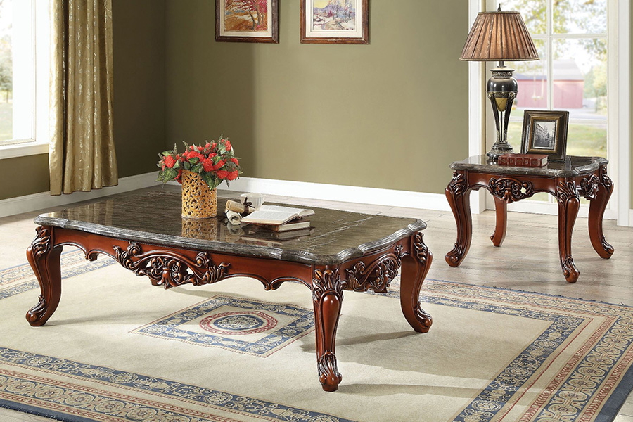 ACME - Eustoma Coffee Table in Marble Top/Walnut