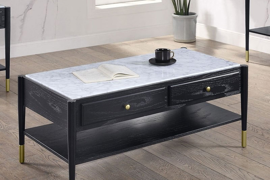 ACME - Atalia Coffee Table in Marble Top/Black