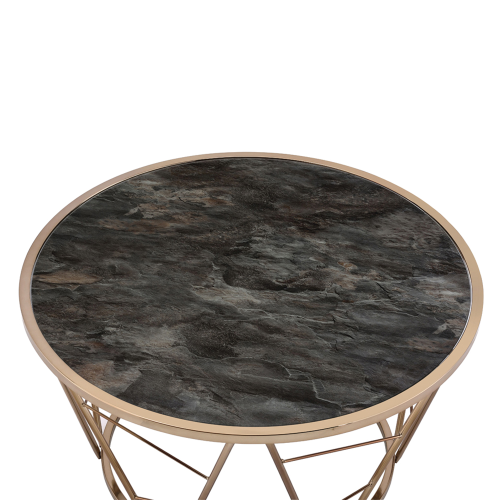 ACME - Cicatrix Coffee Table in Engineering Stone Glass Top/Champagne