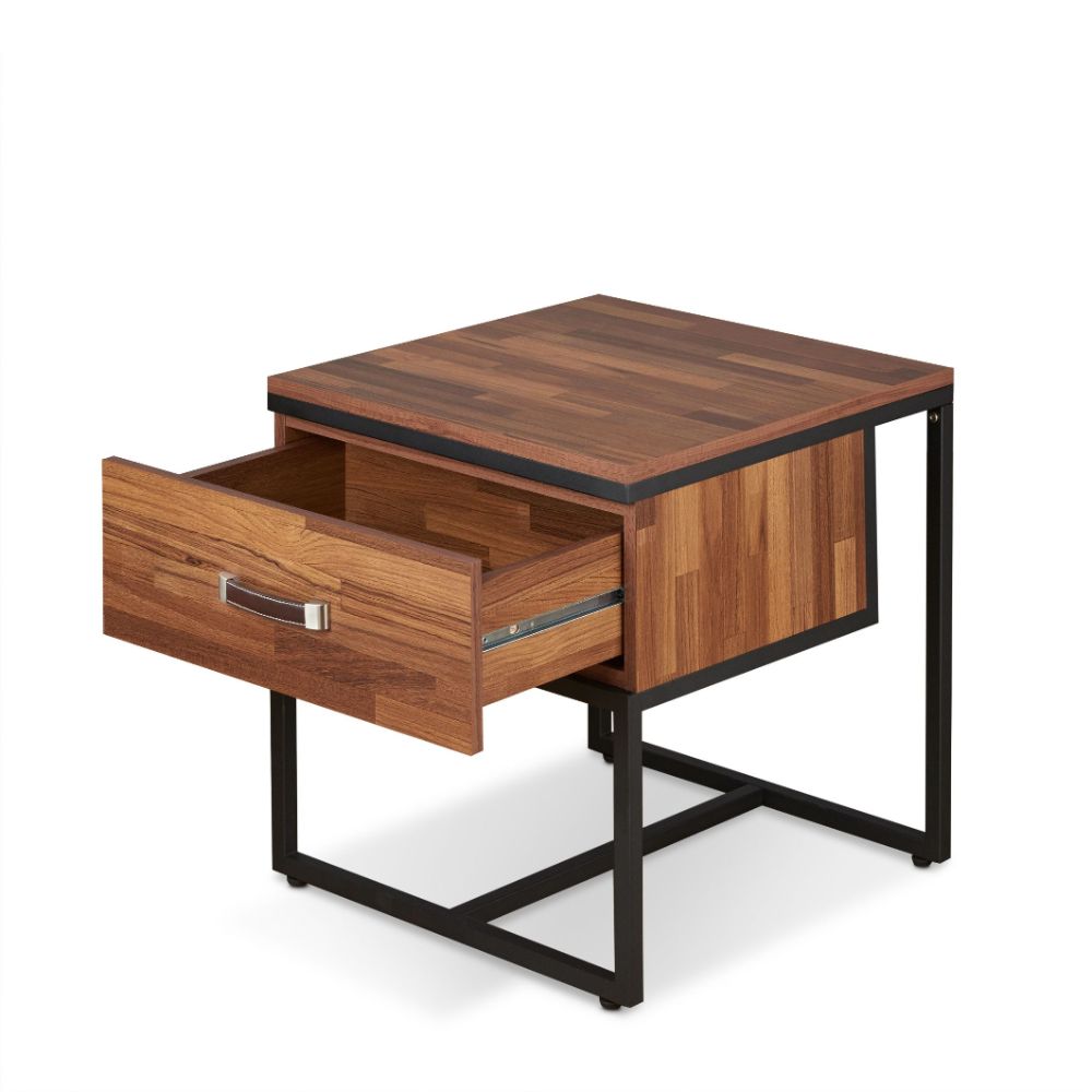 ACME - Sara I End Table in Walnut/Sandy Black