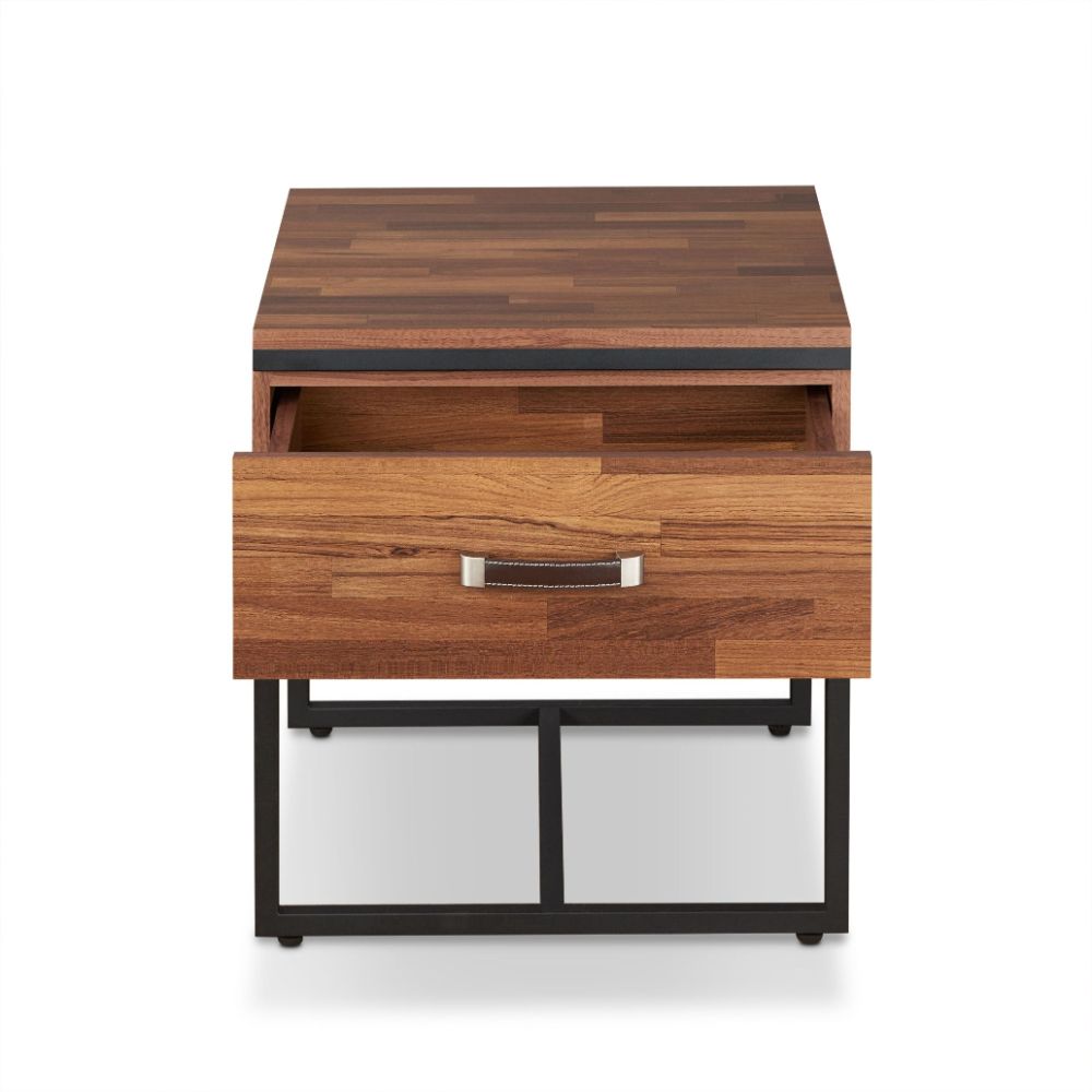 ACME - Sara I End Table in Walnut/Sandy Black