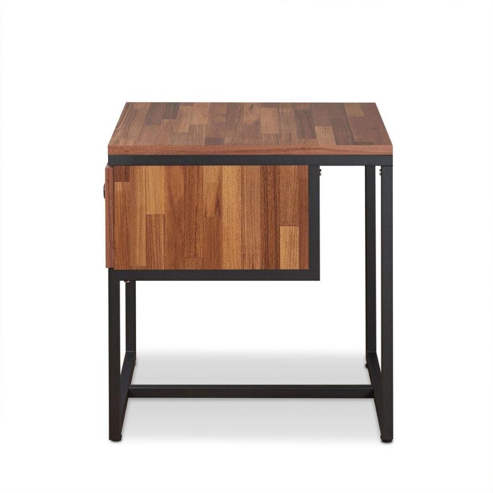 ACME - Sara I End Table in Walnut/Sandy Black