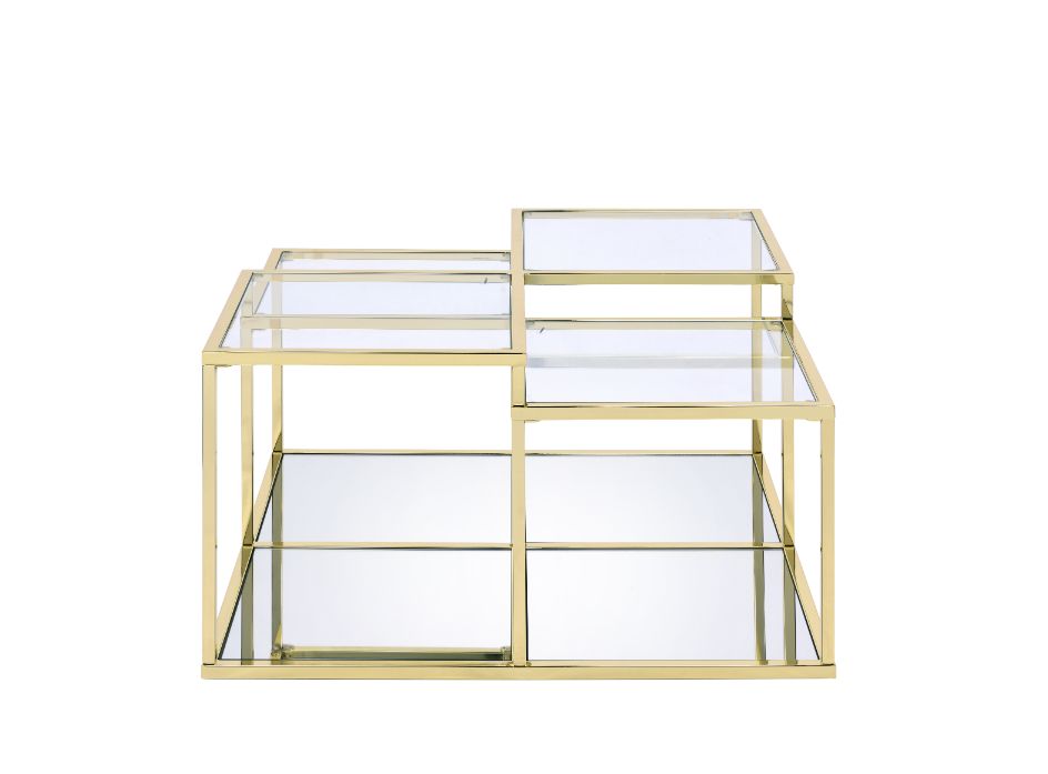 ACME - Uchenna Coffee Table in Clear Glass/Gold