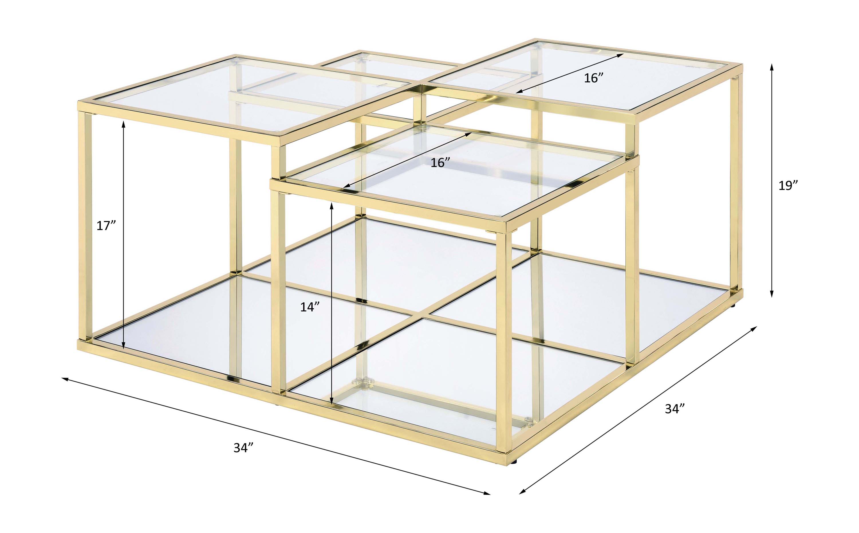 ACME - Uchenna Coffee Table in Clear Glass/Gold