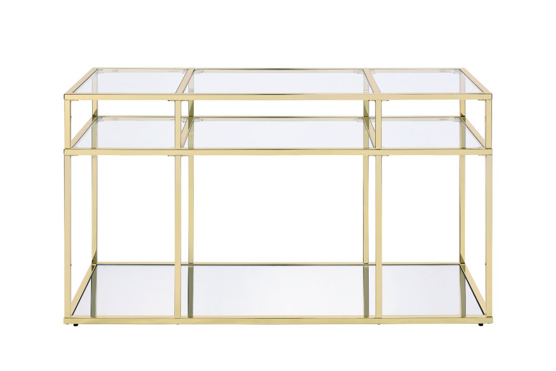 ACME - Uchenna Sofa Table in Clear Glass/Gold