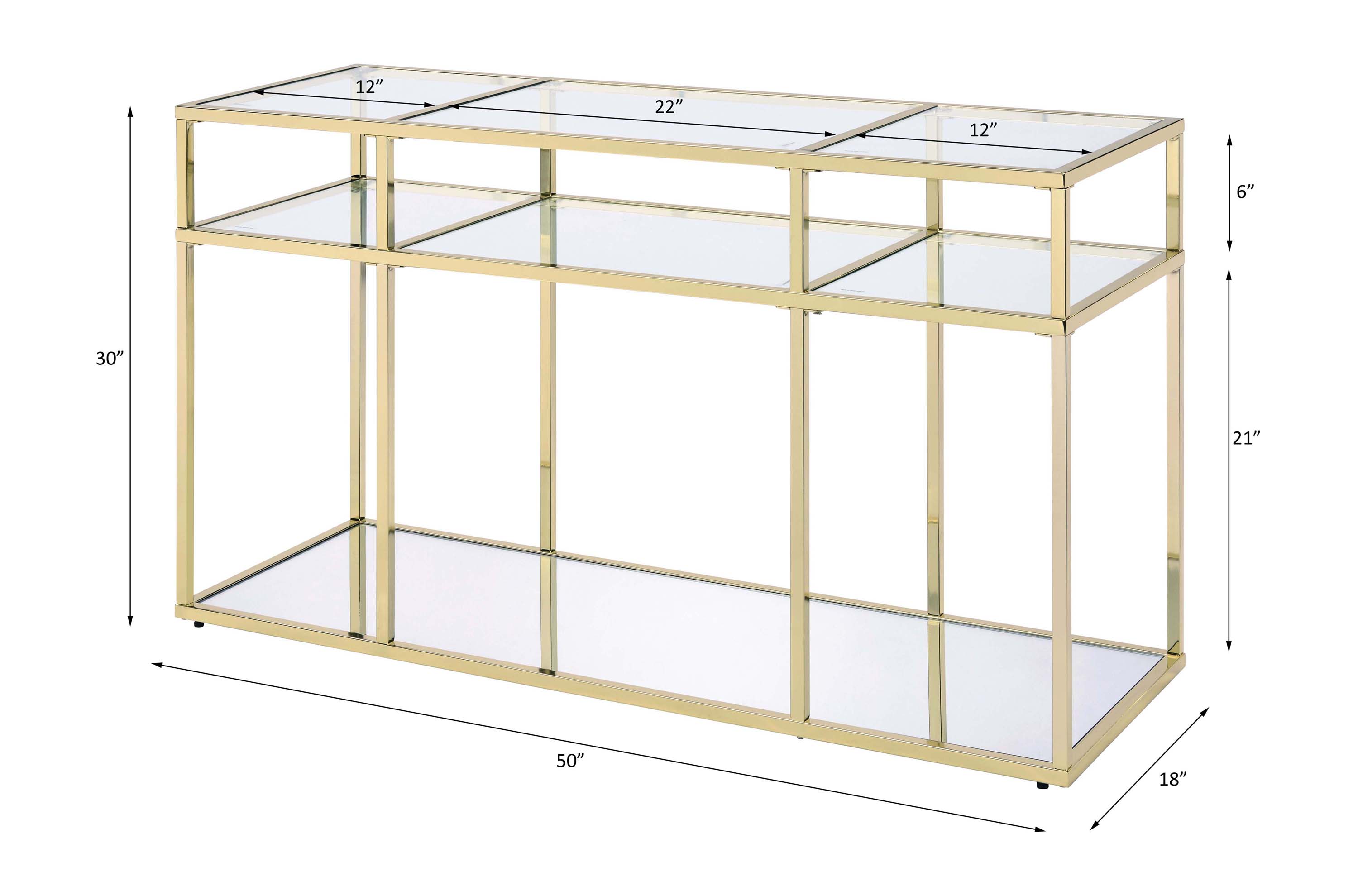 ACME - Uchenna Sofa Table in Clear Glass/Gold