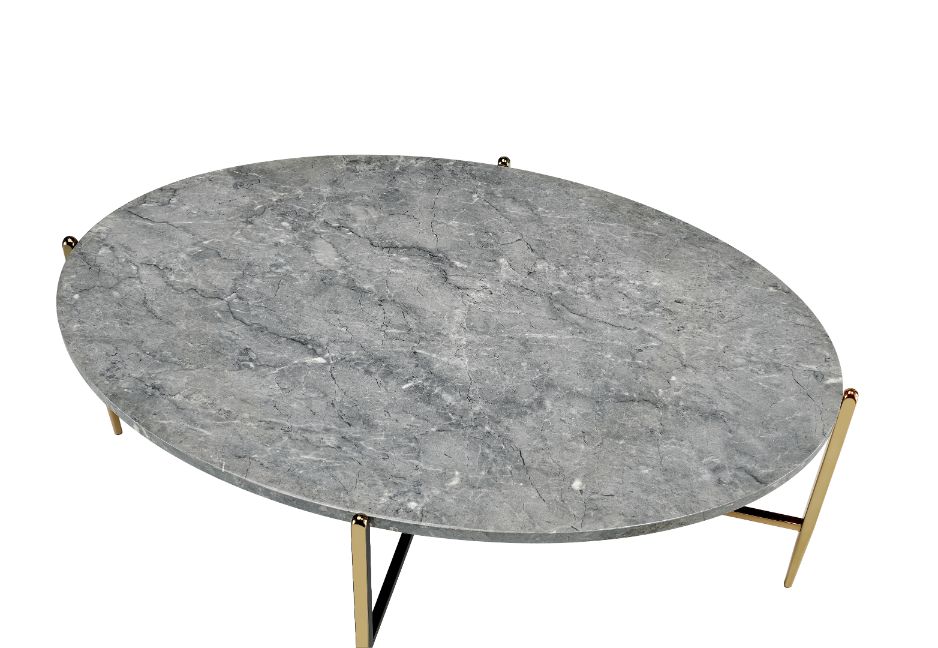 ACME - Tainte Coffee Table in Faux Marble Top/Champagne