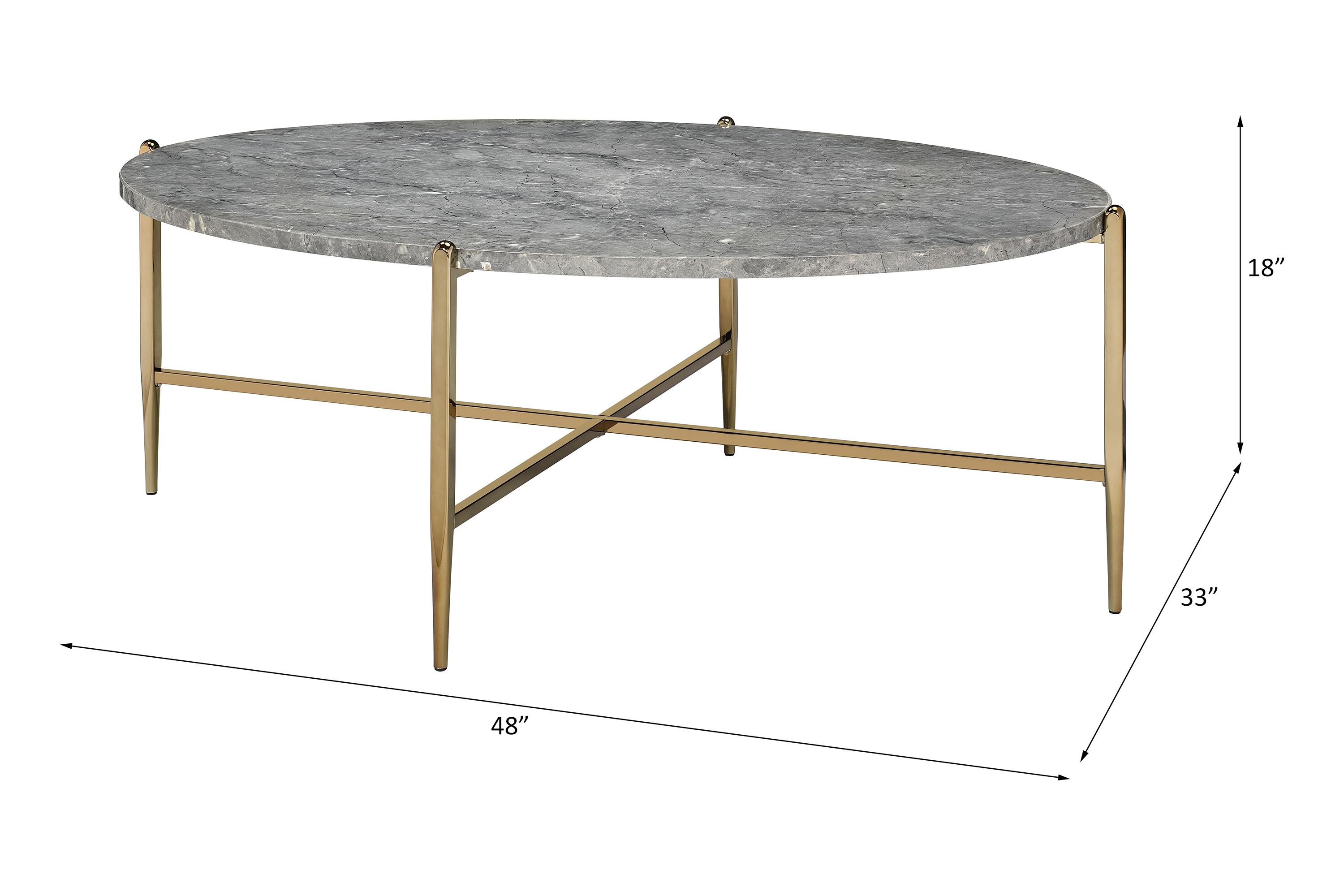 ACME - Tainte Coffee Table in Faux Marble Top/Champagne