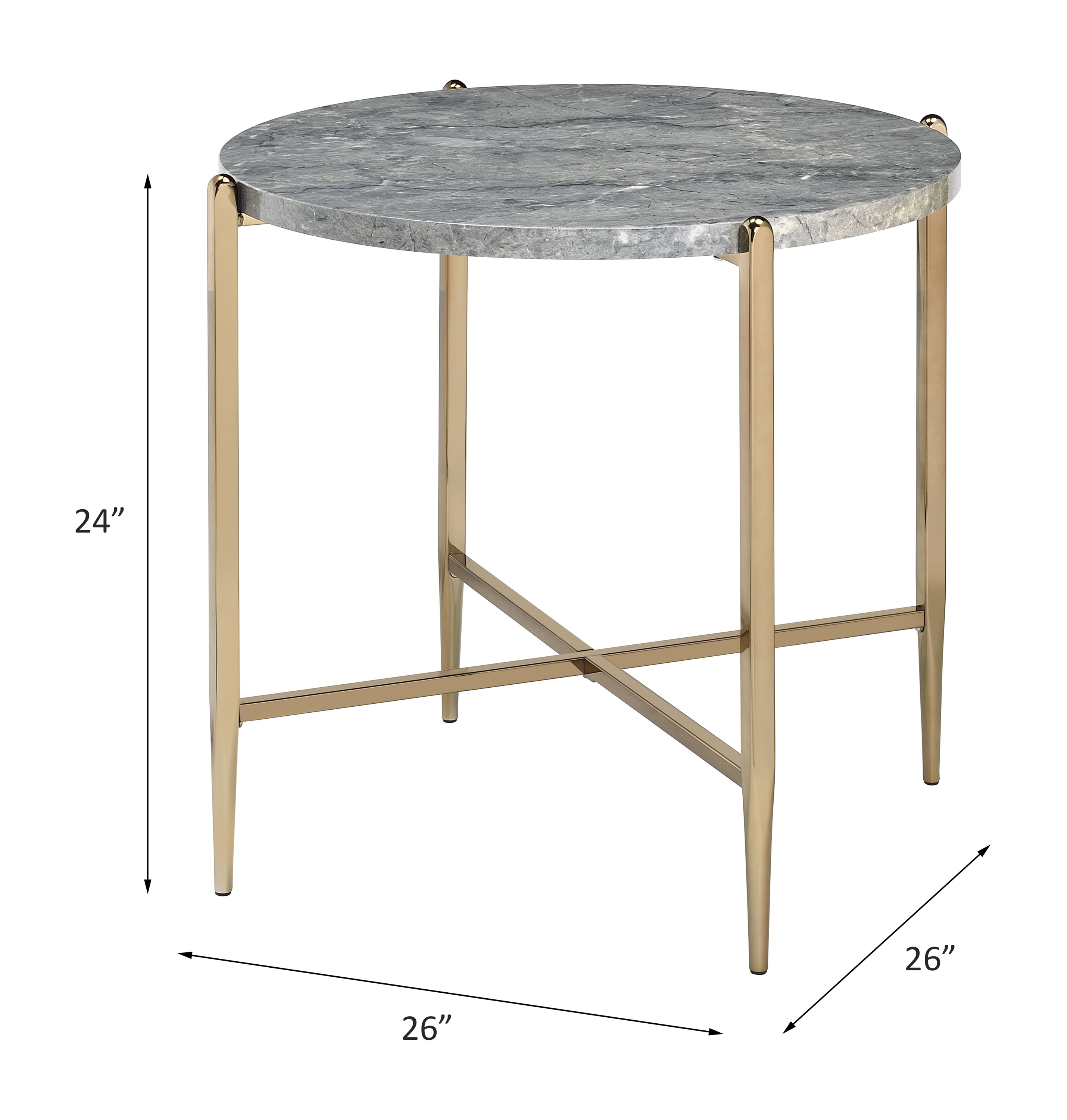 ACME - Tainte End Table in Faux Marble Top/Champagne