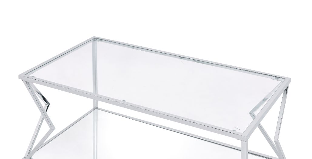 ACME - Virtue Coffee Table in Clear Glass/Chrome