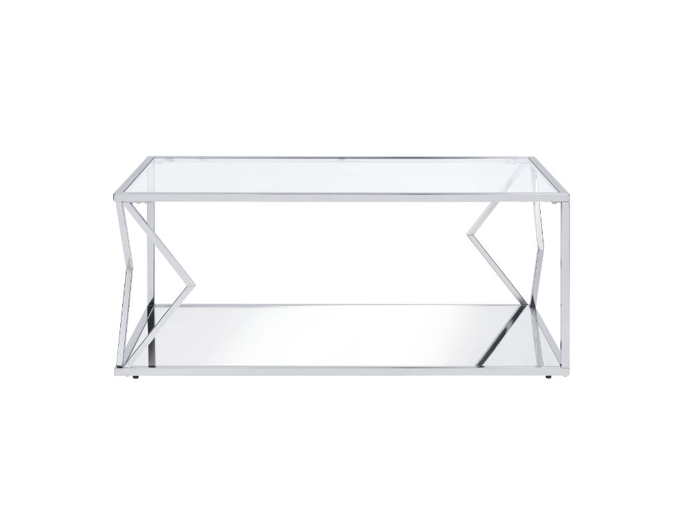 ACME - Virtue Coffee Table in Clear Glass/Chrome