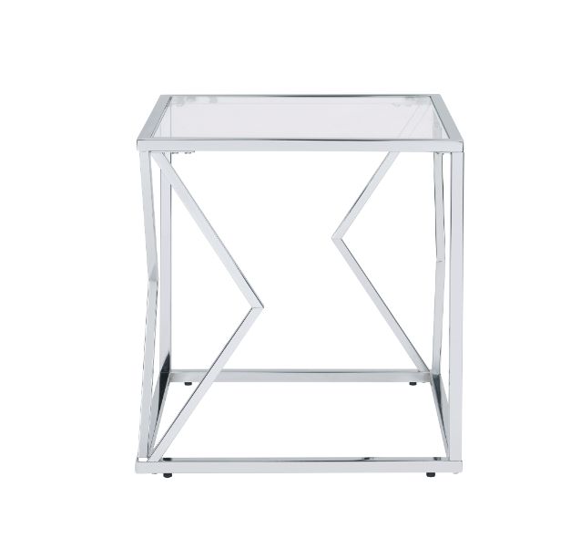 ACME - Virtue End Table in Clear Glass/Chrome