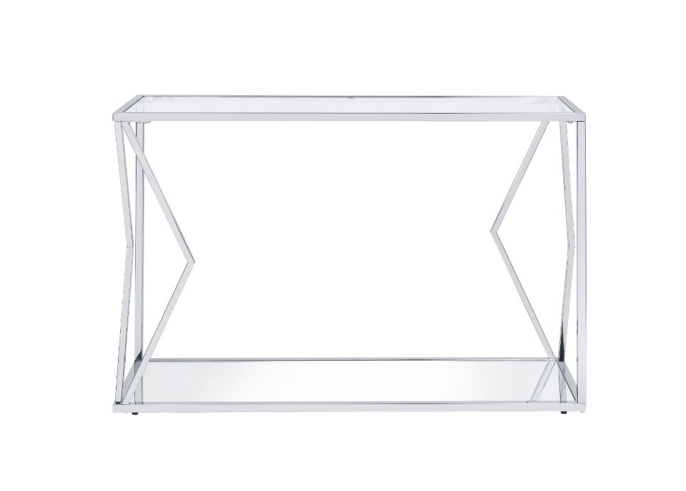 ACME - Virtue Sofa Table in Clear Glass/Chrome