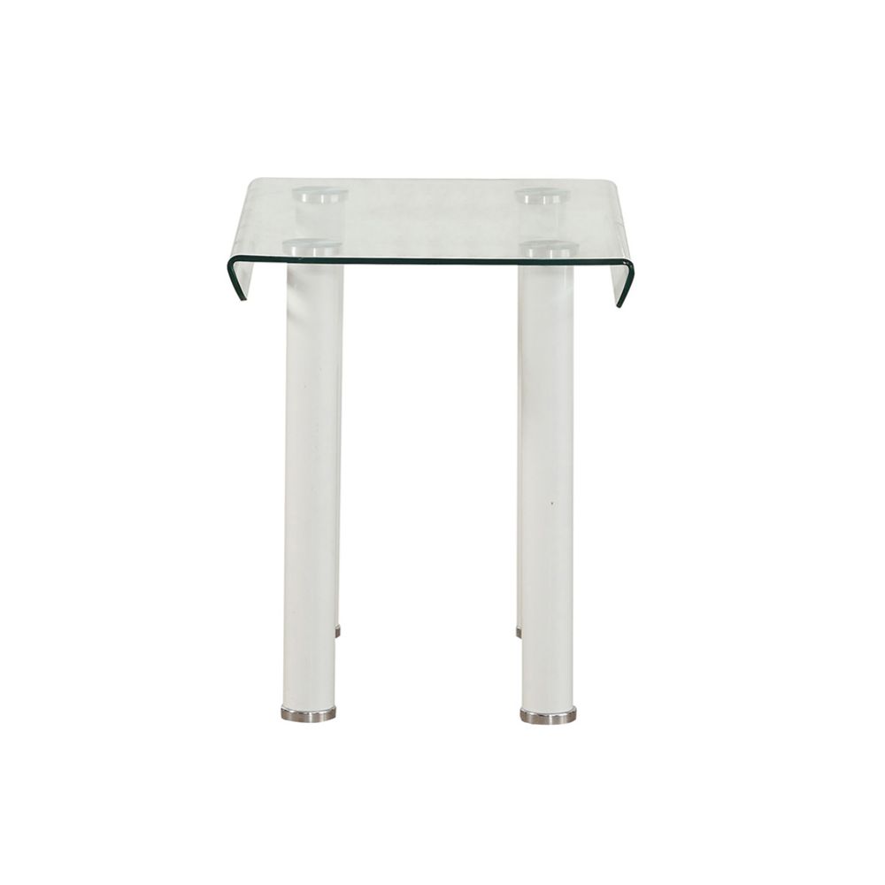 ACME - Gordie End Table in Clear Glass/White