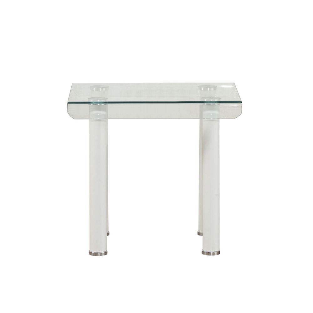 ACME - Gordie End Table in Clear Glass/White