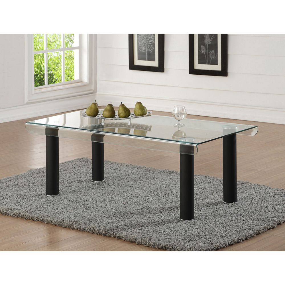 ACME Gordie Glass Top Rectangular Coffee Table - Black