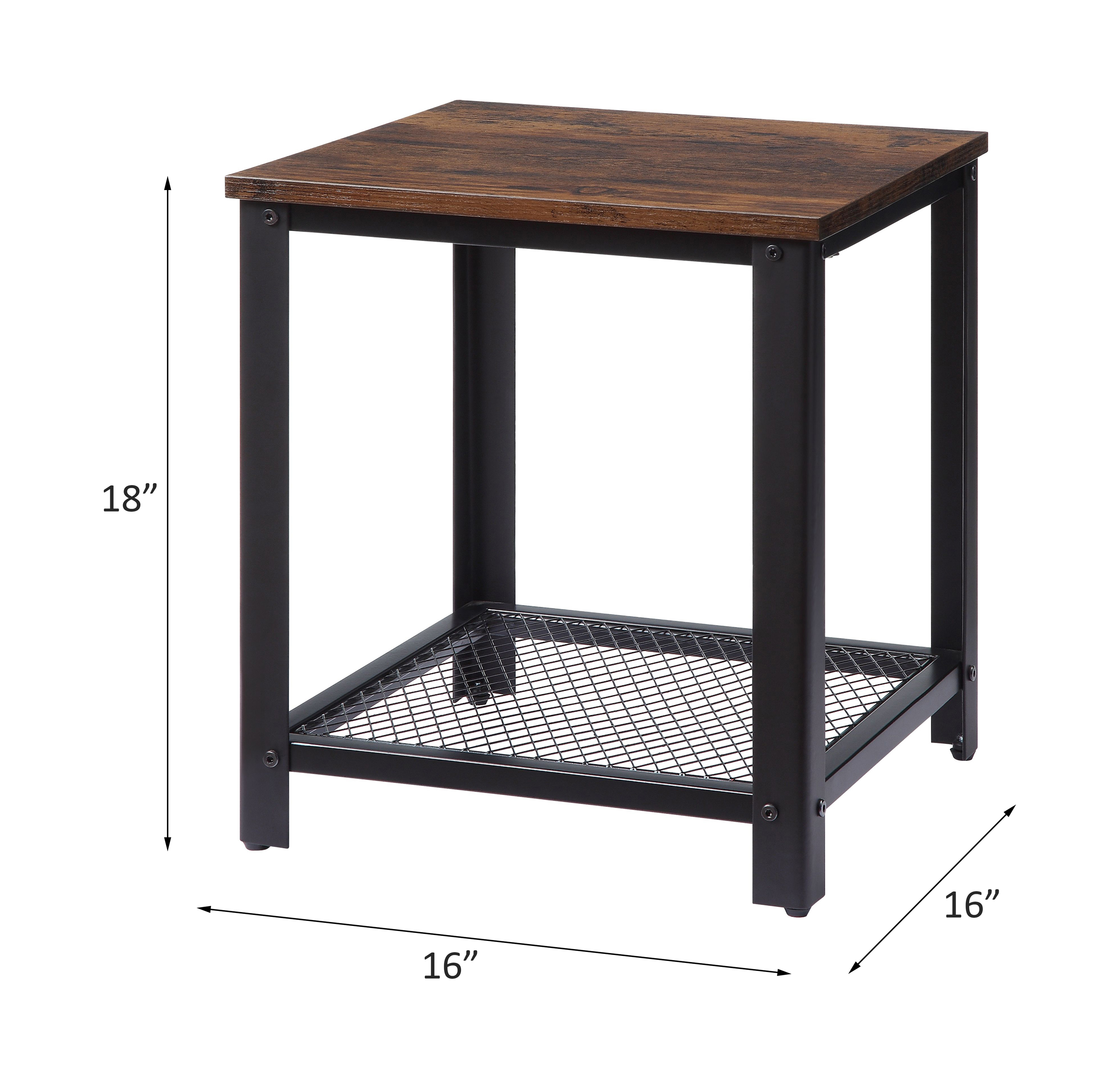 ACME Taurus End Table - Rustic Oak/Black