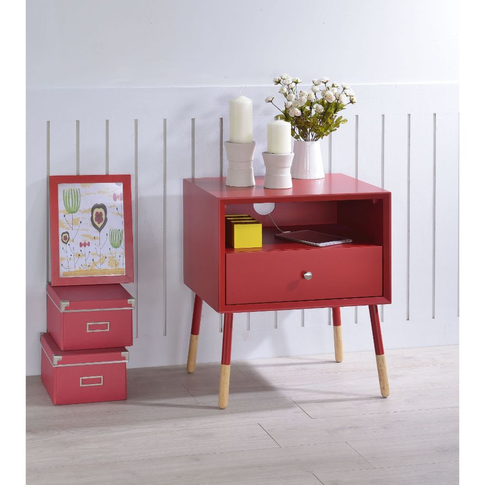 ACME Sonria II End Table - Red/Natural