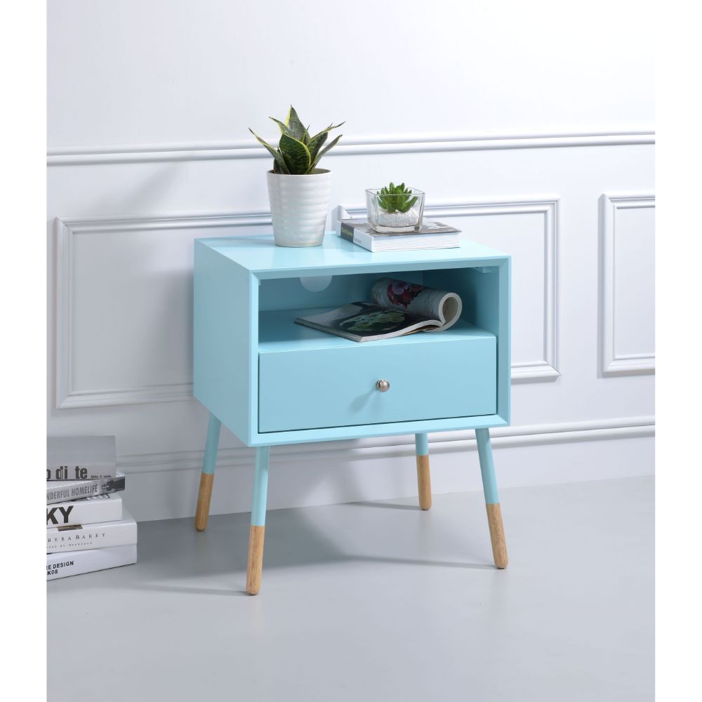 ACME Sonria II Accent Table - Light Blue/Natural