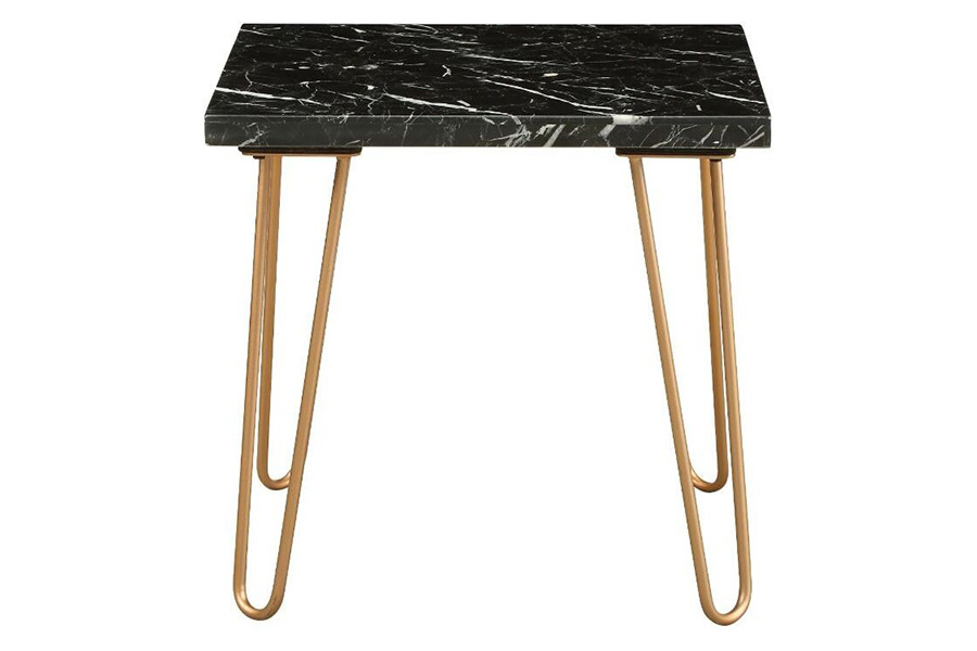 ACME Telestis End Table - Black Marble/Gold