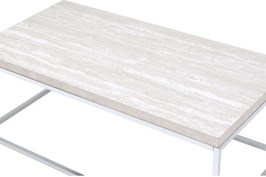 ACME - Snyder Coffee Table in Engineered Stone Top/Chrome