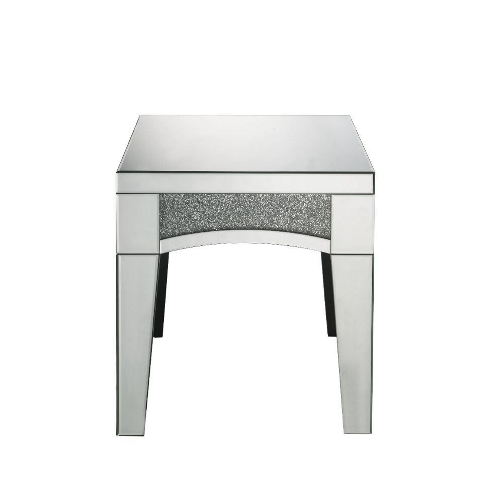 ACME - Noralie End Table in Mirrored/Faux Diamonds (84677)