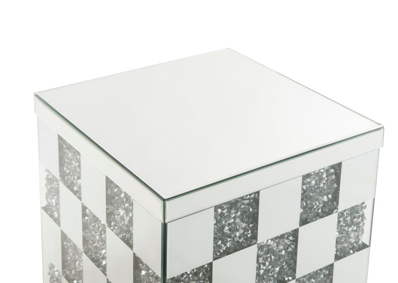 ACME - Noralie End Table in Mirrored/Faux Diamonds (84692)