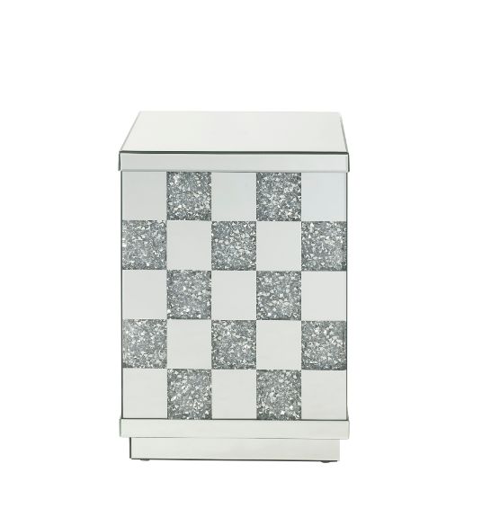 ACME - Noralie End Table in Mirrored/Faux Diamonds (84692)