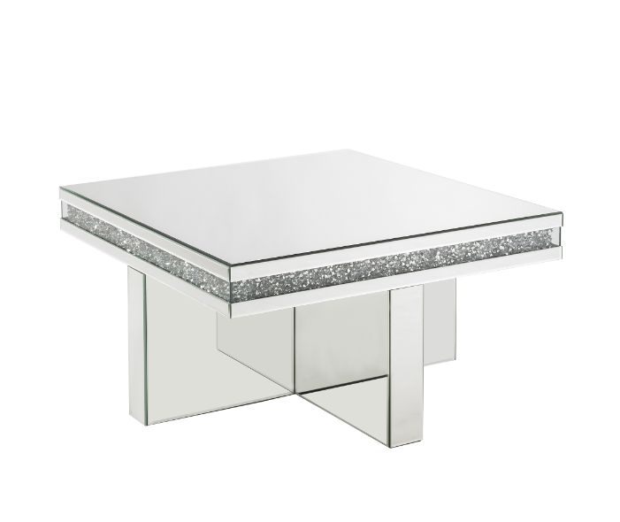 ACME - Noralie Coffee Table in Mirrored/Faux Diamonds (84695)