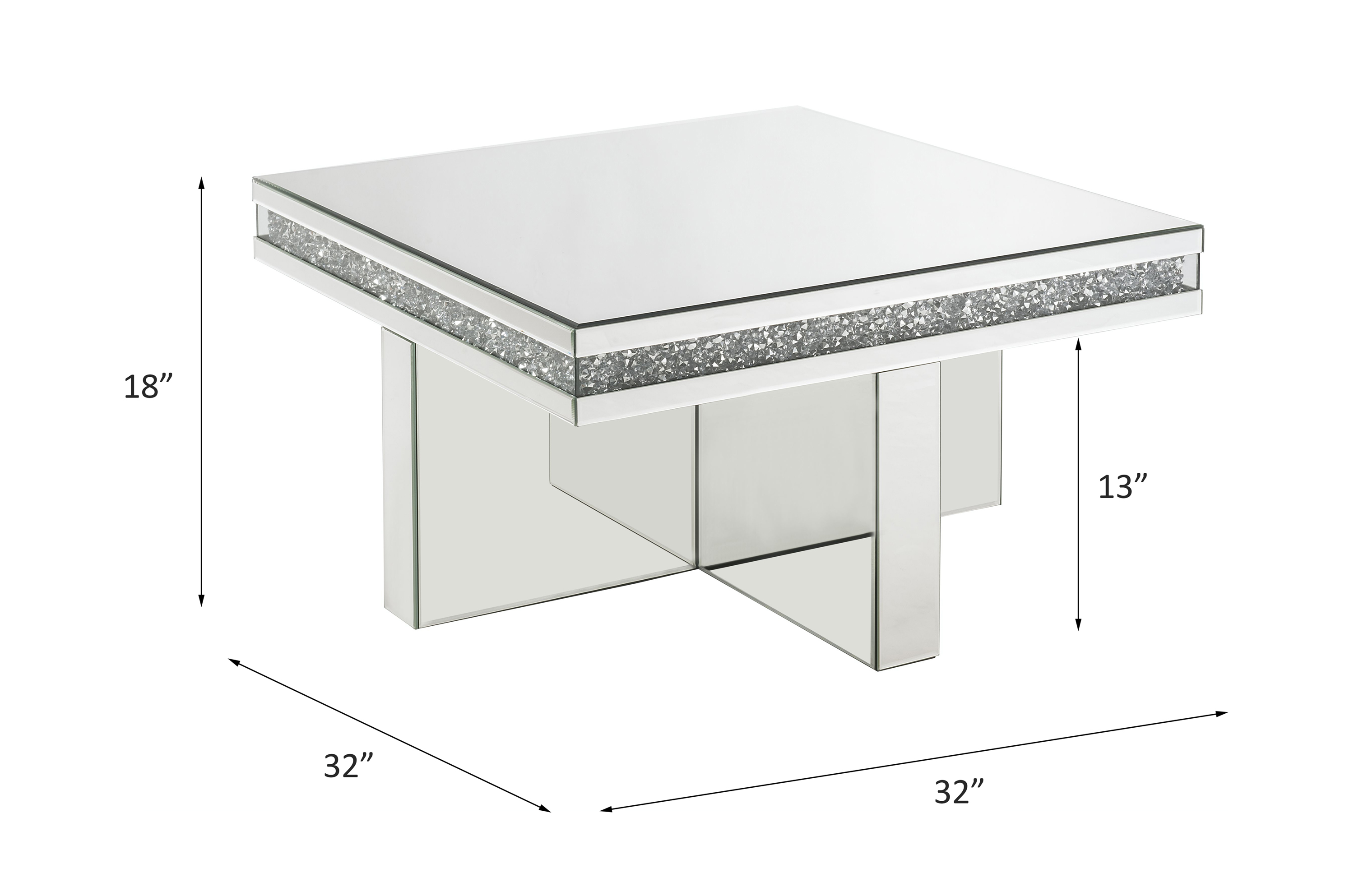 ACME - Noralie Coffee Table in Mirrored/Faux Diamonds (84695)