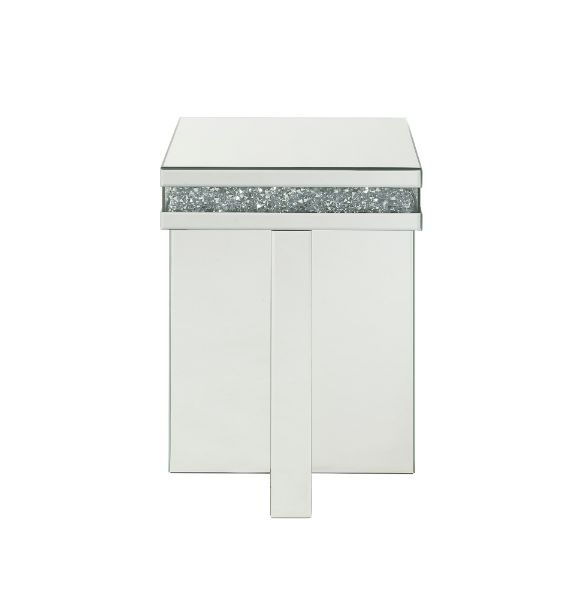 ACME - Noralie End Table in Mirrored/Faux Diamonds (84697)