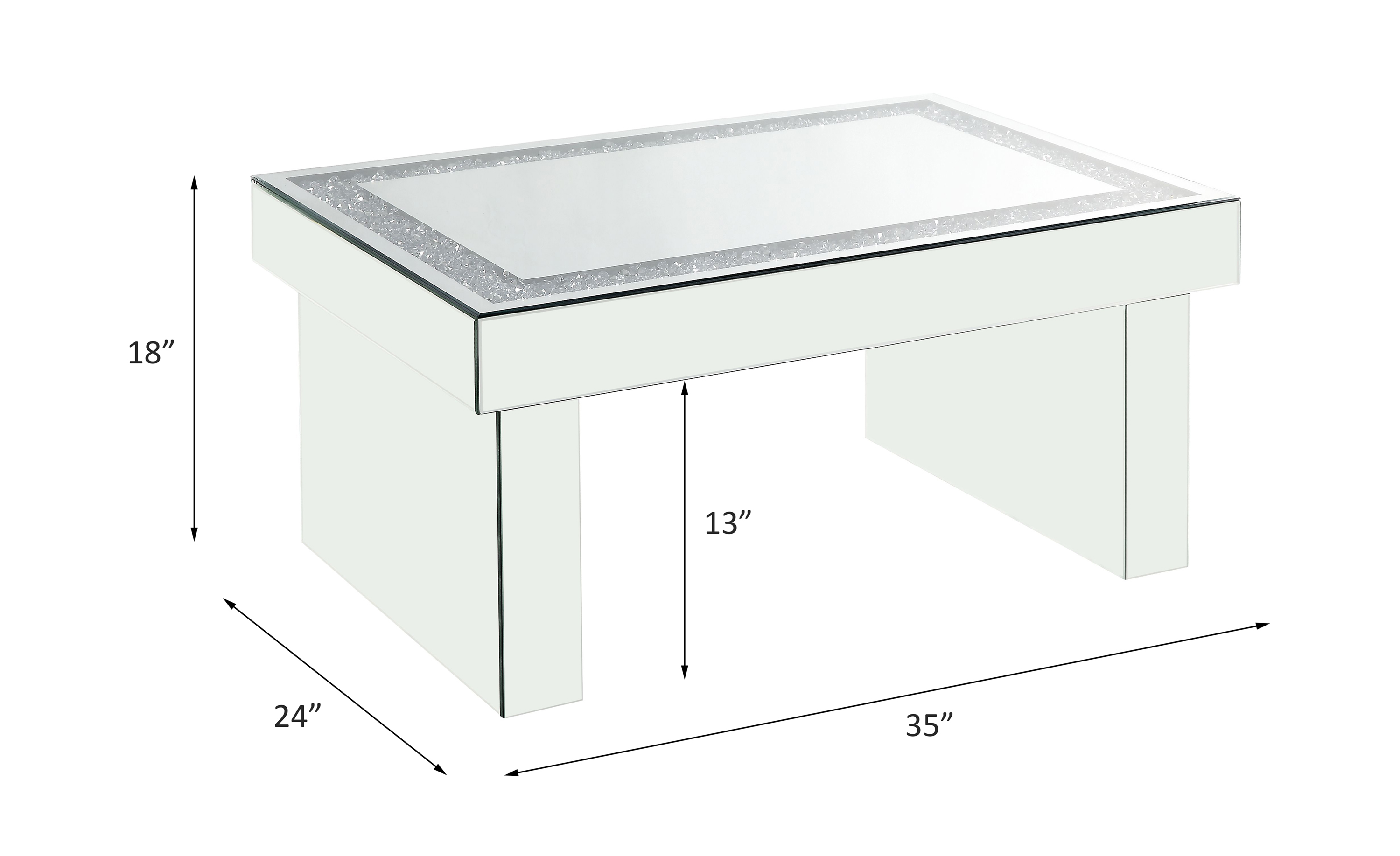 ACME - Noralie Coffee Table in Mirrored/Faux Diamonds (84700)