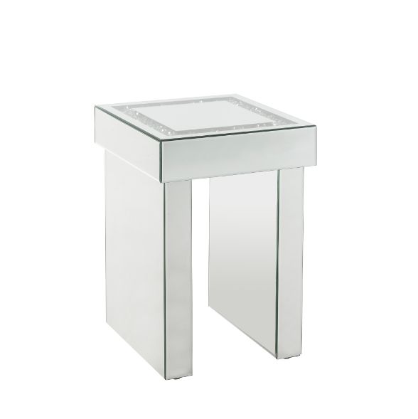 ACME - Noralie End Table in Mirrored/Faux Diamonds (84702)