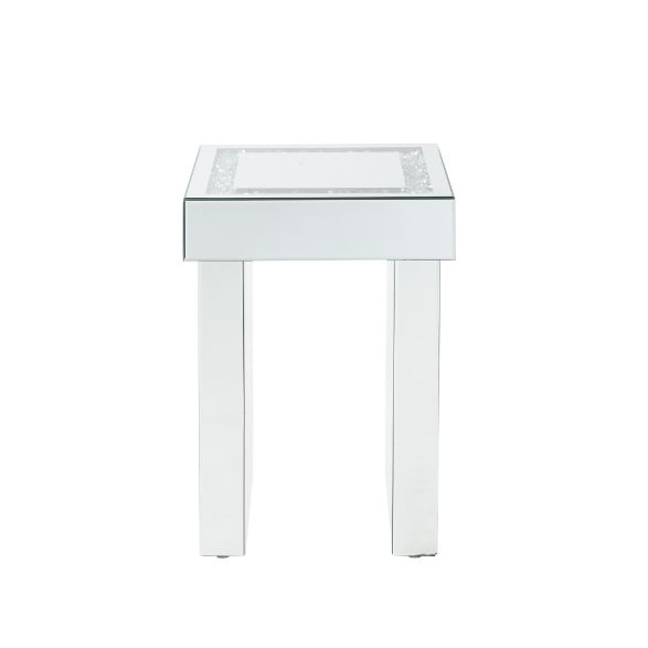 ACME - Noralie End Table in Mirrored/Faux Diamonds (84702)